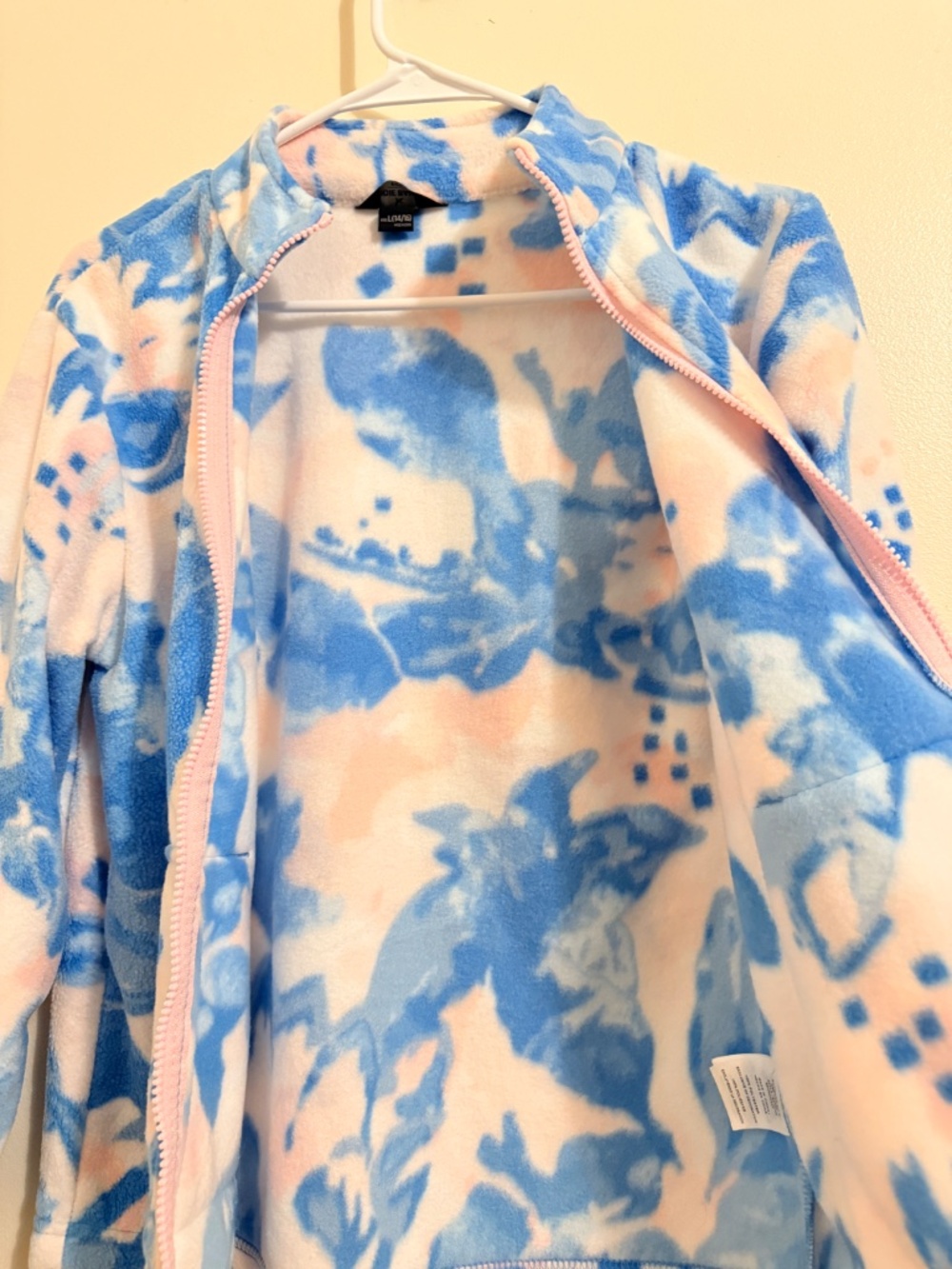 Eddie Bauer Kids Girls Fleece Jacket Size L (14/16) Blue Pink Floral Full Zip - Picture 9 of 14